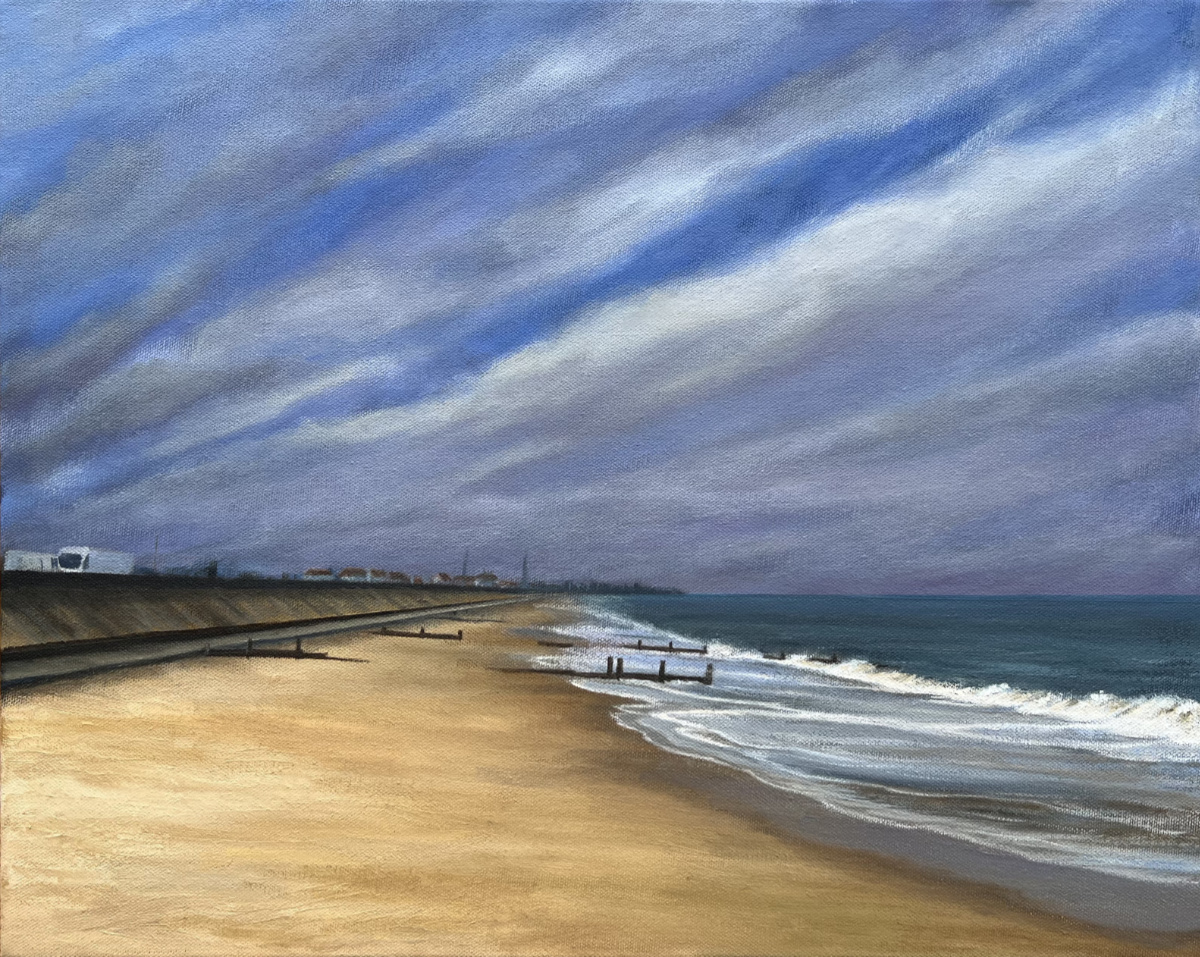 Mundlesey Beach seascape, oil painting